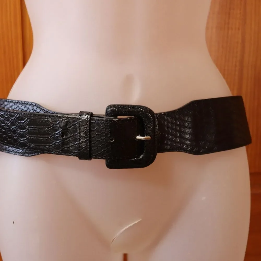 Banana Republic Chunky Wide Faux Leather Croc Textured Belt Y2K Small